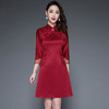 TQ-2830新款高端气质遮肚显瘦妈妈婚宴礼服A字连衣裙 商品缩略图0