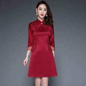 TQ-2830新款高端气质遮肚显瘦妈妈婚宴礼服A字连衣裙
