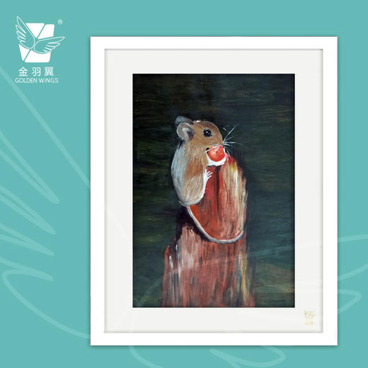 装饰画《偷吃》 金羽翼残障小艺术家手绘作品 复制画/原画 商品图0