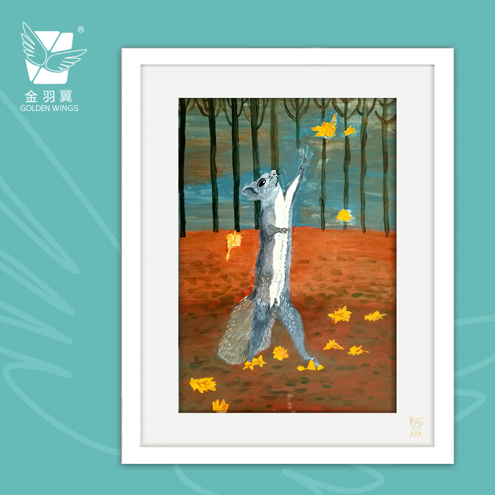 装饰画《调皮的松鼠》 金羽翼残障小艺术家手绘作品 复制画/原画
