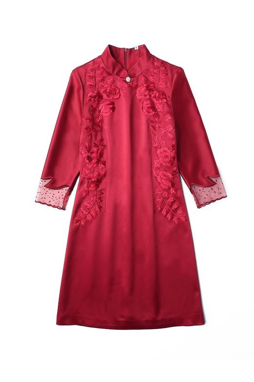 TQ-2830新款高端气质遮肚显瘦妈妈婚宴礼服A字连衣裙 商品图3