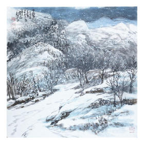 国画 雪掩柴门
