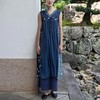 【林栖设计小店】蓝印花布系列蓝染2020夏季女装新品无袖长款两件套连衣裙 商品缩略图0