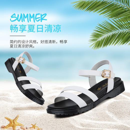 商场同款 | Safiya/索菲娅一字式扣带方跟凉鞋女中跟商场同款休闲舒适凉鞋女SF82115331 商品图4