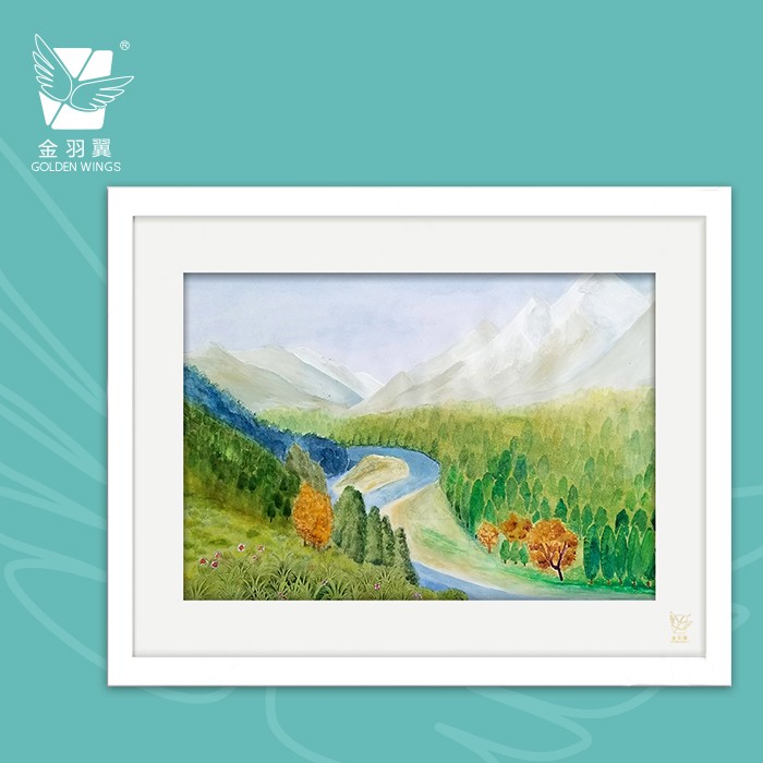 装饰画《远山》 金羽翼残障小艺术家手绘作品 复制画/原画