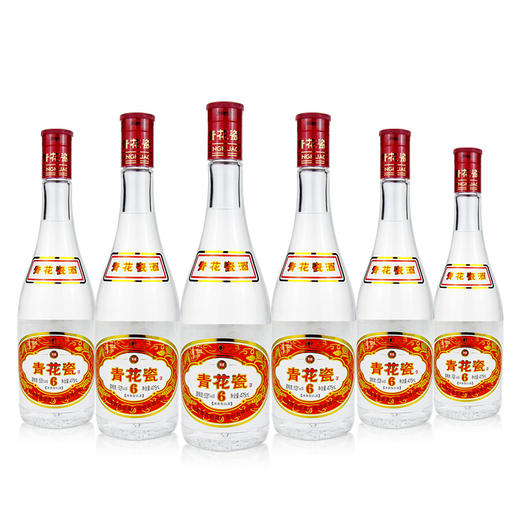53度青花瓷酒 红盖6 高度清香型白酒 475ml*6瓶口粮自饮款