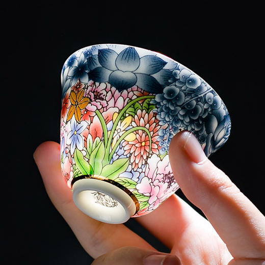 【成艺】【万花锦绣功夫茶具】三才盖碗泡茶碗主人杯单杯茶壶泡茶茶碗茶盏大 商品图1