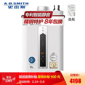 史密斯(A.O.Smith) 16升燃气热水器 家用 智能静音 恒温 水箱8年包换 JSQ31-CSCX（天然气）
