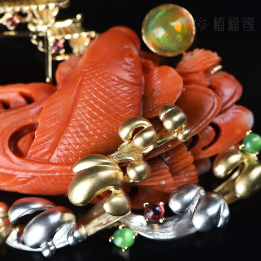 【鱼跃龙门】珊瑚胸针坠子两用-SH2003039 商品图1