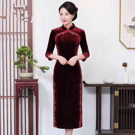 MY-69223新款时尚立领绣花妈妈装连衣裙旗袍