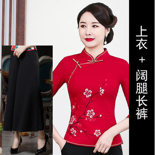 LYE-2031新款复古亚麻手绘旗袍唐装套装 商品图3