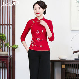 LYE-2031新款复古亚麻手绘旗袍唐装套装