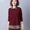 LH-6717春季新款妈妈装格纹拼接长袖打底衫 商品缩略图2