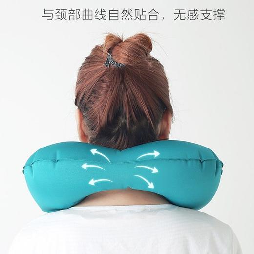 按压充气U型枕 便携式收纳自动充气旅行飞机枕午睡护颈枕 商品图3
