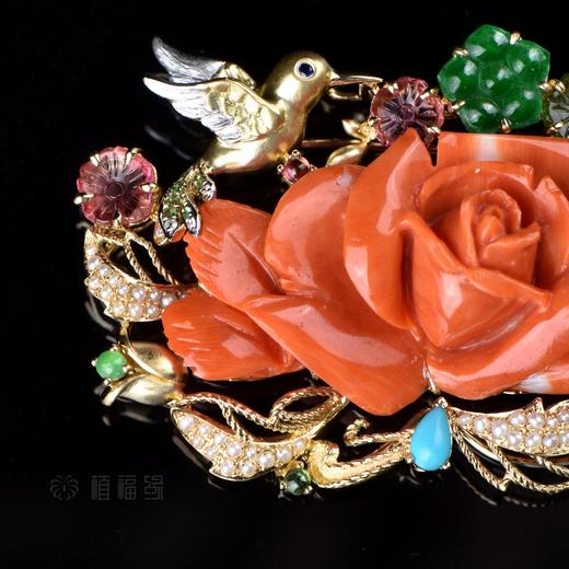 【幸福甜蜜】珊瑚蜂鸟胸针-SH1901009 商品图1