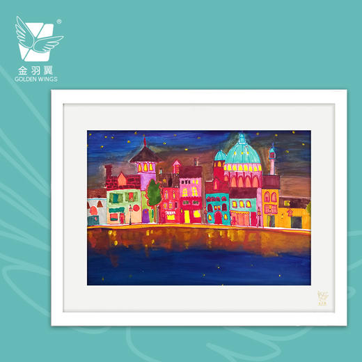 装饰画《夜火》 金羽翼残障小艺术家手绘作品 复制画/原画 商品图0