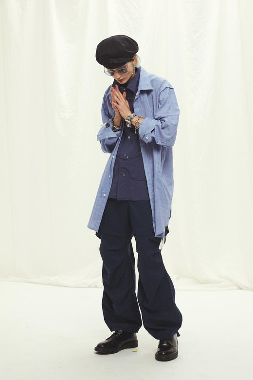 UMAMIISM UM19AW-2001 正反三穿马甲西部衬衫-深蓝 商品图5