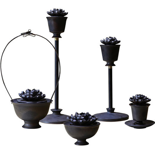 「中式莲花油灯」复古酥油灯 家用供佛灯 酥油灯座 蜡烛台 商品图4