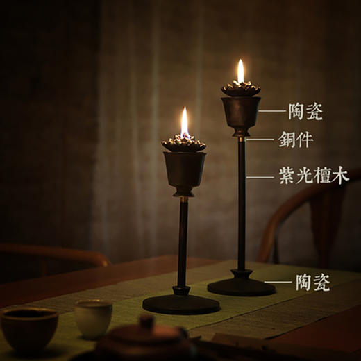 「中式莲花油灯」复古酥油灯 家用供佛灯 酥油灯座 蜡烛台 商品图2