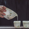 「景德镇手工手绘桂花茶壶茶具」青灰釉宋代美学球孔小茶壶 品茗杯 复古干泡盘 三才盖碗 家用陶瓷茶具 商品缩略图8