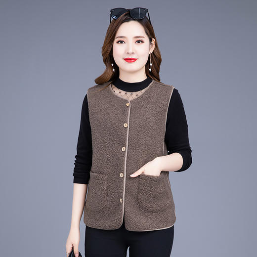 MQ-1392-903春秋新款仿羊羔绒中老年背心外套 商品图0
