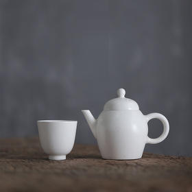 「景德镇全手工禅寂日式官帽茶壶茶杯」素雅白陶志野釉球孔陶瓷茶壶 主人杯 公道杯