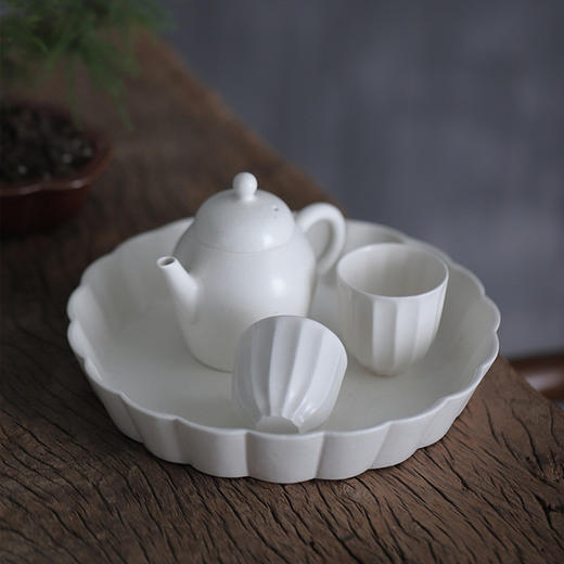 「景德镇全手工禅寂日式官帽茶壶茶杯」素雅白陶志野釉球孔陶瓷茶壶 主人杯 公道杯 商品图1