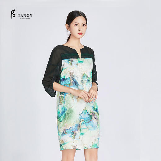 TANGY Collection天意真丝提花连衣裙 商品图1
