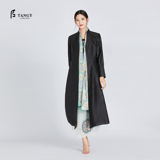 TANGY Collection天意莨绸银丝线收腰长外套 商品图1