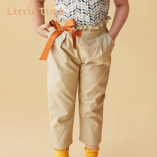 littletime童装2020秋季新品女童裤子外穿纯色儿童百搭日系长裤 商品图0