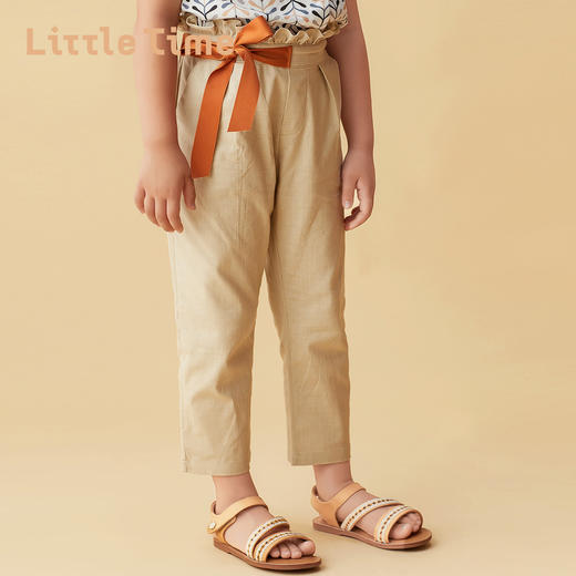 littletime童装2020秋季新品女童裤子外穿纯色儿童百搭日系长裤 商品图1