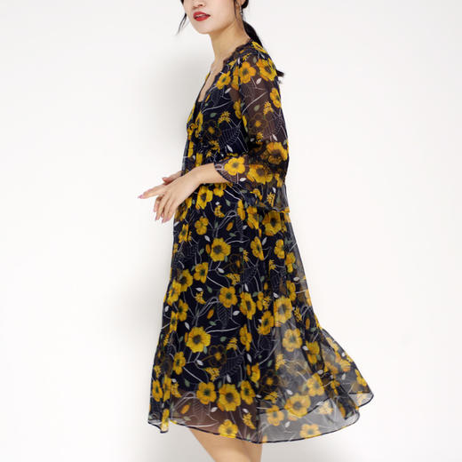 丁摩 真丝连衣裙蕾丝花边印花时尚海边度假两件套桑蚕丝连衣裙20-73DB499240531 商品图1
