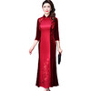 WXY-6508W新款中国风复古礼服金丝绒修身旗袍裙 商品缩略图3