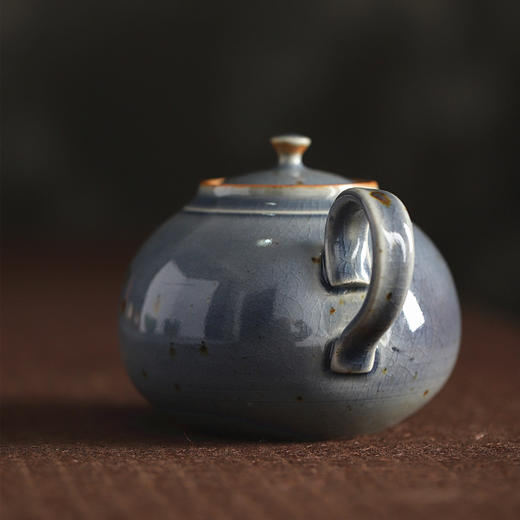 「景德镇纯手工霁青柴烧粗陶茶壶 茶杯」球孔主人壶 个人把玩壶 日式茶壶 霁青开片品茗杯 主人杯 商品图2