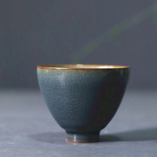 「景德镇纯手工霁青柴烧粗陶茶壶 茶杯」球孔主人壶 个人把玩壶 日式茶壶 霁青开片品茗杯 主人杯 商品图5