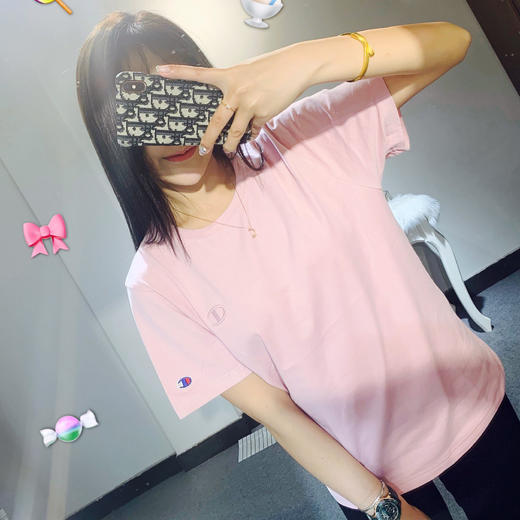 31408   小标cmp日本单藕荷色粉女士纯棉短袖T恤 商品图1
