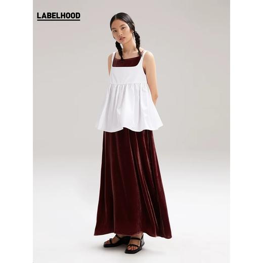 MARCHEN白色背心式褶皱吊带短上衣女 LABELHOOD/蕾虎 MA19SST50 商品图2