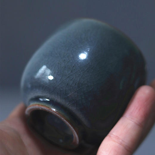 「景德镇纯手工霁青柴烧粗陶茶壶 茶杯」球孔主人壶 个人把玩壶 日式茶壶 霁青开片品茗杯 主人杯 商品图7