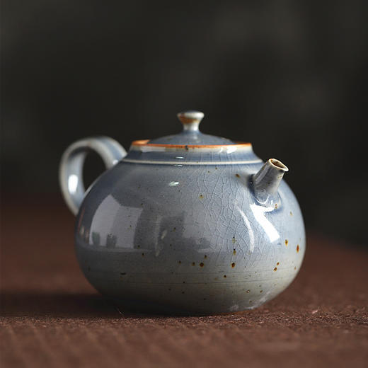 「景德镇纯手工霁青柴烧粗陶茶壶 茶杯」球孔主人壶 个人把玩壶 日式茶壶 霁青开片品茗杯 主人杯 商品图1