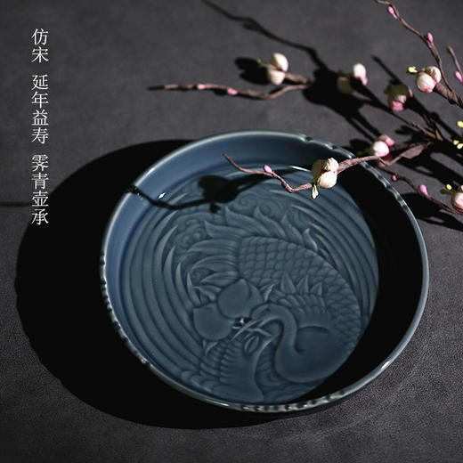 「景德镇祥云、海浪壶承」手工雕刻茶器 圆形方形干泡功夫茶茶具 果盘 商品图10