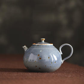 「景德镇纯手工霁青柴烧粗陶茶壶 茶杯」球孔主人壶 个人把玩壶 日式茶壶 霁青开片品茗杯 主人杯