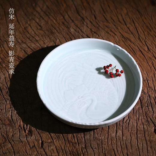 「景德镇祥云、海浪壶承」手工雕刻茶器 圆形方形干泡功夫茶茶具 果盘 商品图11