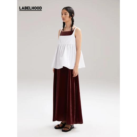 MARCHEN白色背心式褶皱吊带短上衣女 LABELHOOD/蕾虎 MA19SST50 商品图3