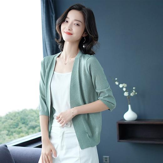 PY-38806      春季新款时尚潮流爆款防晒冰丝针织衫开衫短款中袖薄款女上衣 商品图0