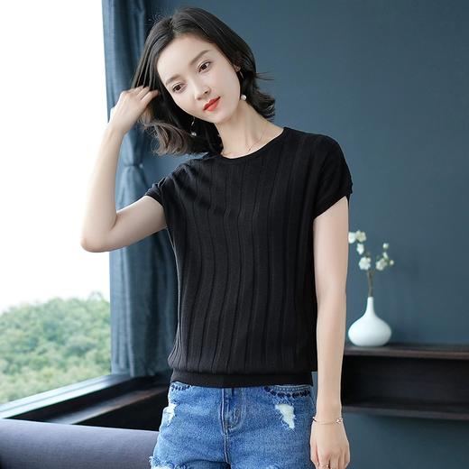 PY-38815      春夏季韩版新款时尚宽松显瘦女装短袖T恤纯色圆领插肩袖打底衫 商品图1