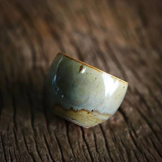 「景德镇全手工球孔蕉叶绿粗陶茶壶茶杯」 窑变釉主人壶 个人把玩陶瓷壶 品茗杯 商品图9