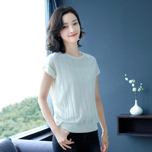 PY-38815      春夏季韩版新款时尚宽松显瘦女装短袖T恤纯色圆领插肩袖打底衫 商品图2