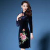 DYSL-Q4226春季装新款优雅丝绒晚礼服连衣裙 商品缩略图1