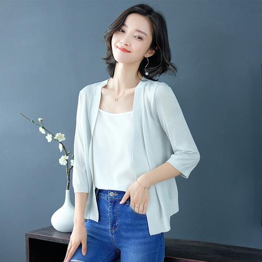 PY-38806      春季新款时尚潮流爆款防晒冰丝针织衫开衫短款中袖薄款女上衣 商品图4