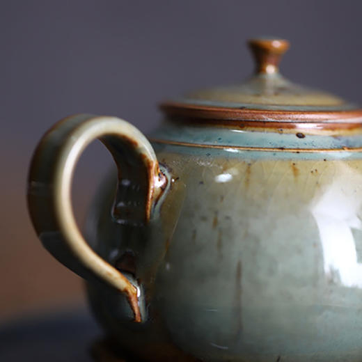 「景德镇全手工球孔蕉叶绿粗陶茶壶茶杯」 窑变釉主人壶 个人把玩陶瓷壶 品茗杯 商品图2